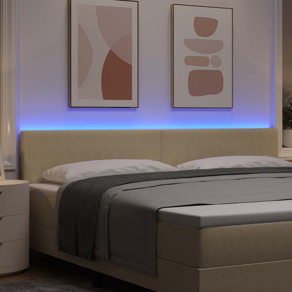 LED Headboard with LED Strip Lights Grey green 200 cm Fabric
